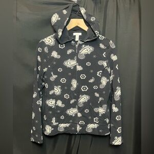 Charter Club Paisley Bandana Print Full-Zip Hooded Sweatshirt Jacket